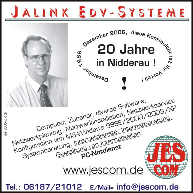 Am 16. Dezember 2006 feiert Jalinek EDV-Systeme sein 20. Jähriges bestehen!